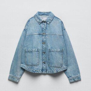 Zara Patch Pocket Denim Jacket Size L